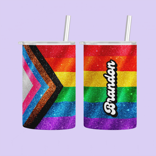 Pride Flag Personalized Stainless Steel Tumbler - Two Crafty Gays