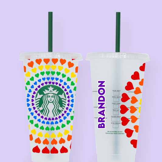 Pride Hearts Starbucks Personalized Tumbler Cup - Two Crafty Gays