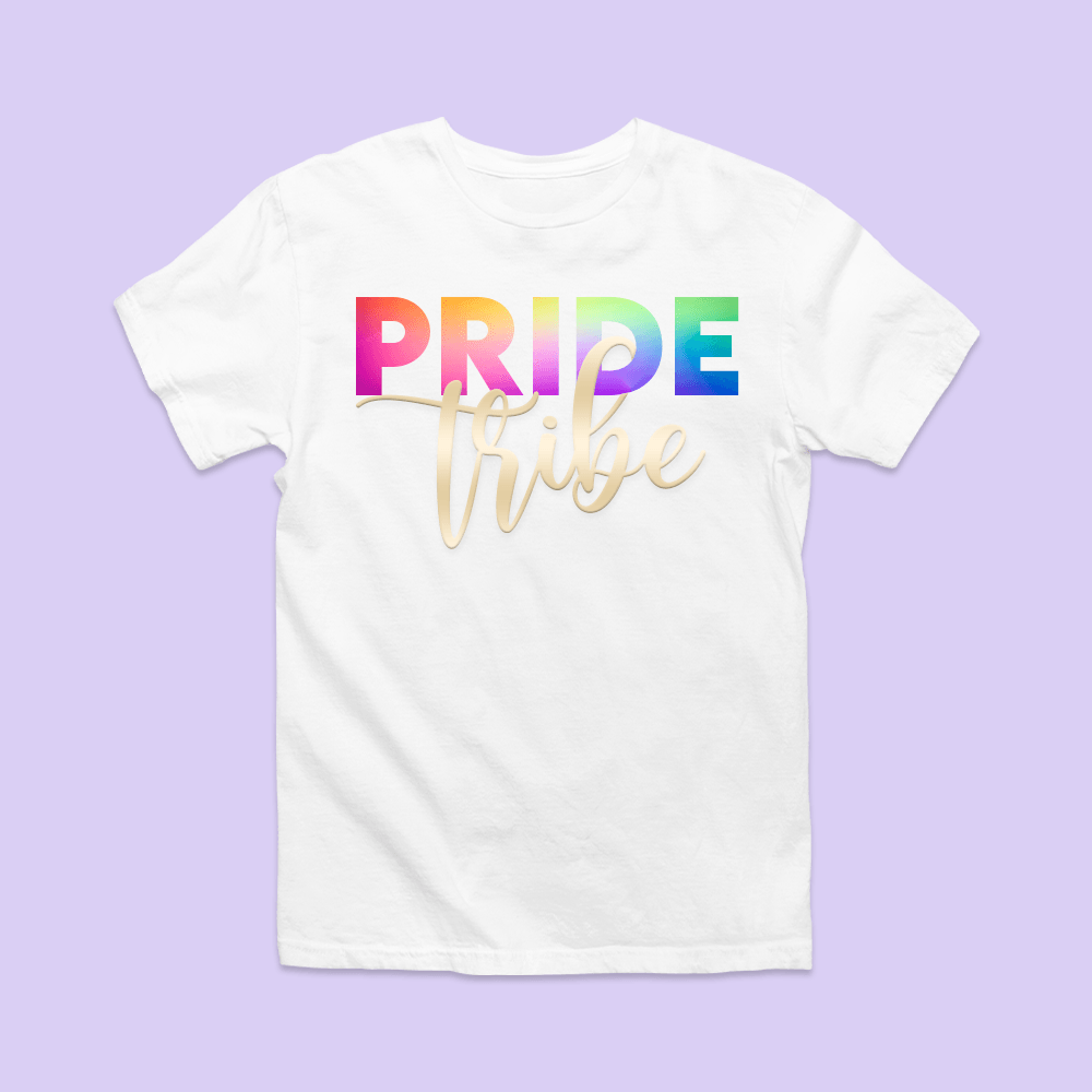 Pride Tribe Shirt - Rainbow Script - Two Crafty Gays