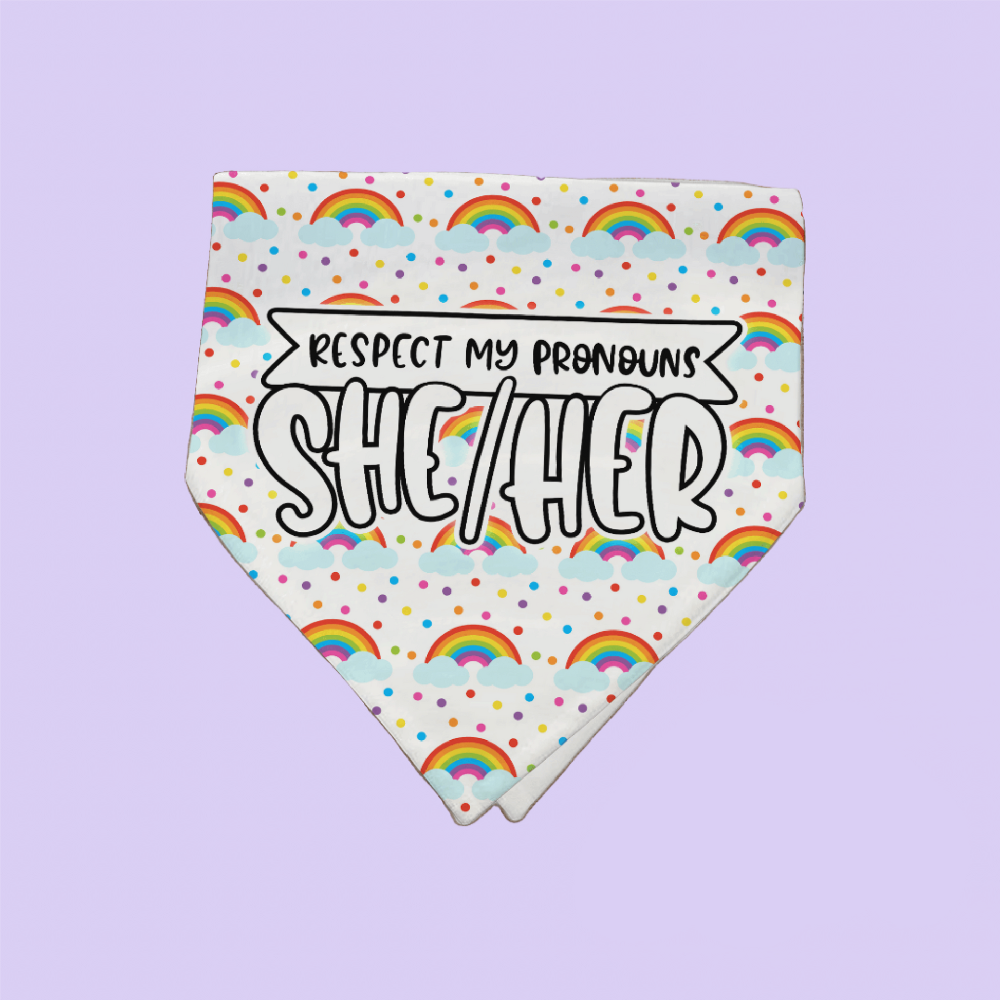 Respect My Pronouns (She/Her) Pet Bandana - Two Crafty Gays