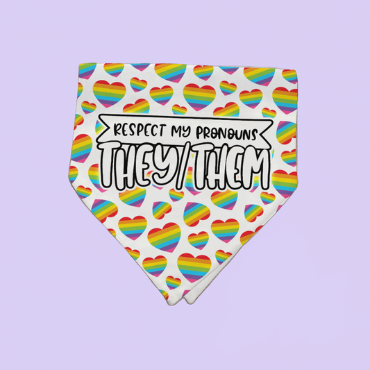 Respect My Pronouns (They/Them) Pet Bandana - Two Crafty Gays