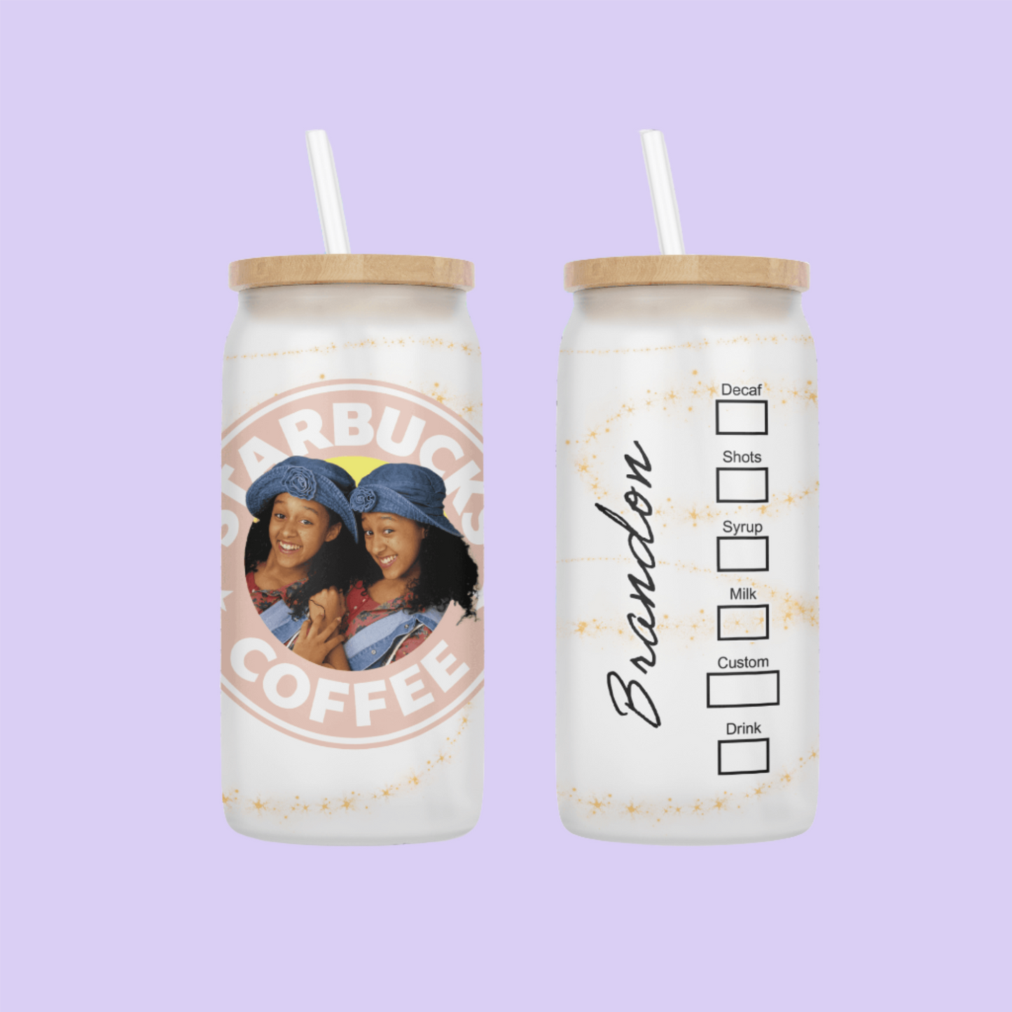 Sister Sister Starbucks Drinking Glass - Two Crafty Gays