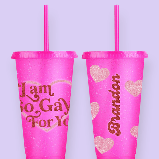 "So Gay For You" Personalized Tumbler Cup - Two Crafty Gays