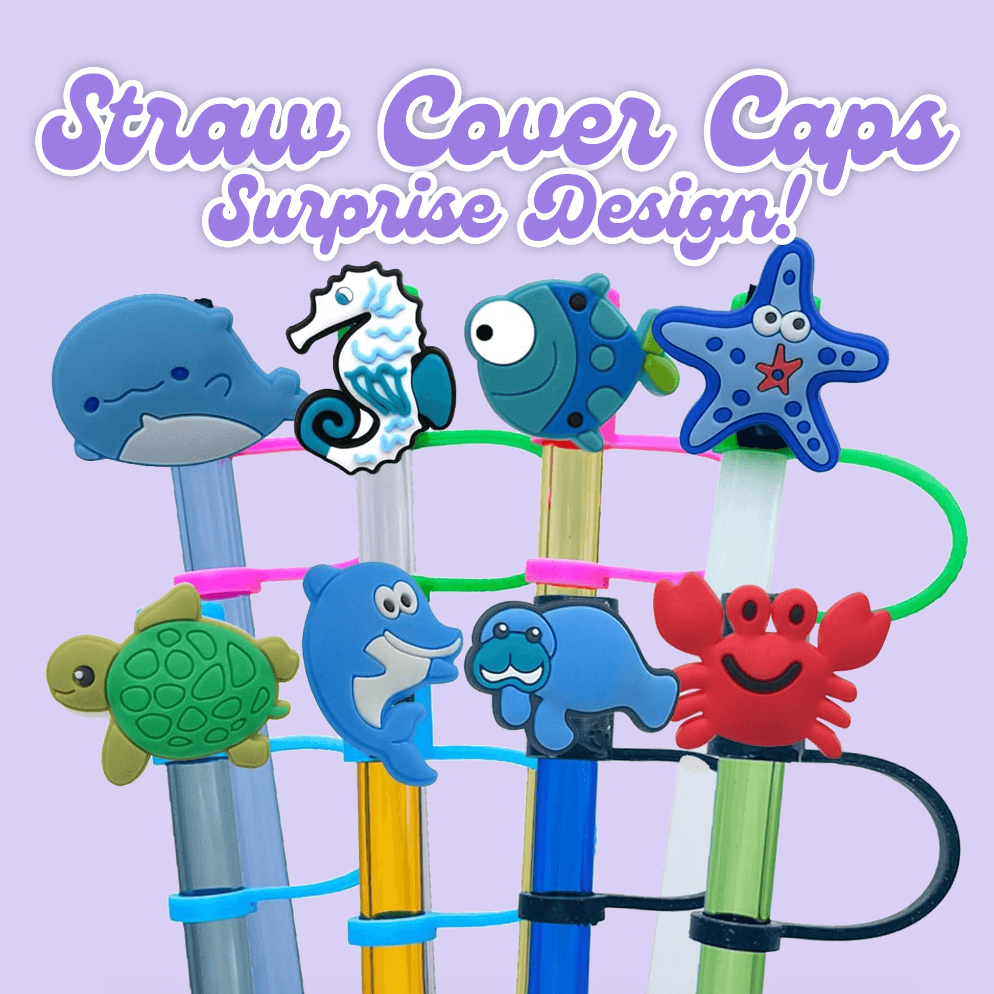 Straw Cover Caps - Ocean Animals