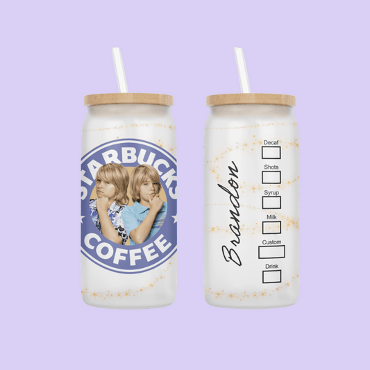 Suite Life of Zack and Cody Starbucks Drinking Glass - Two Crafty Gays