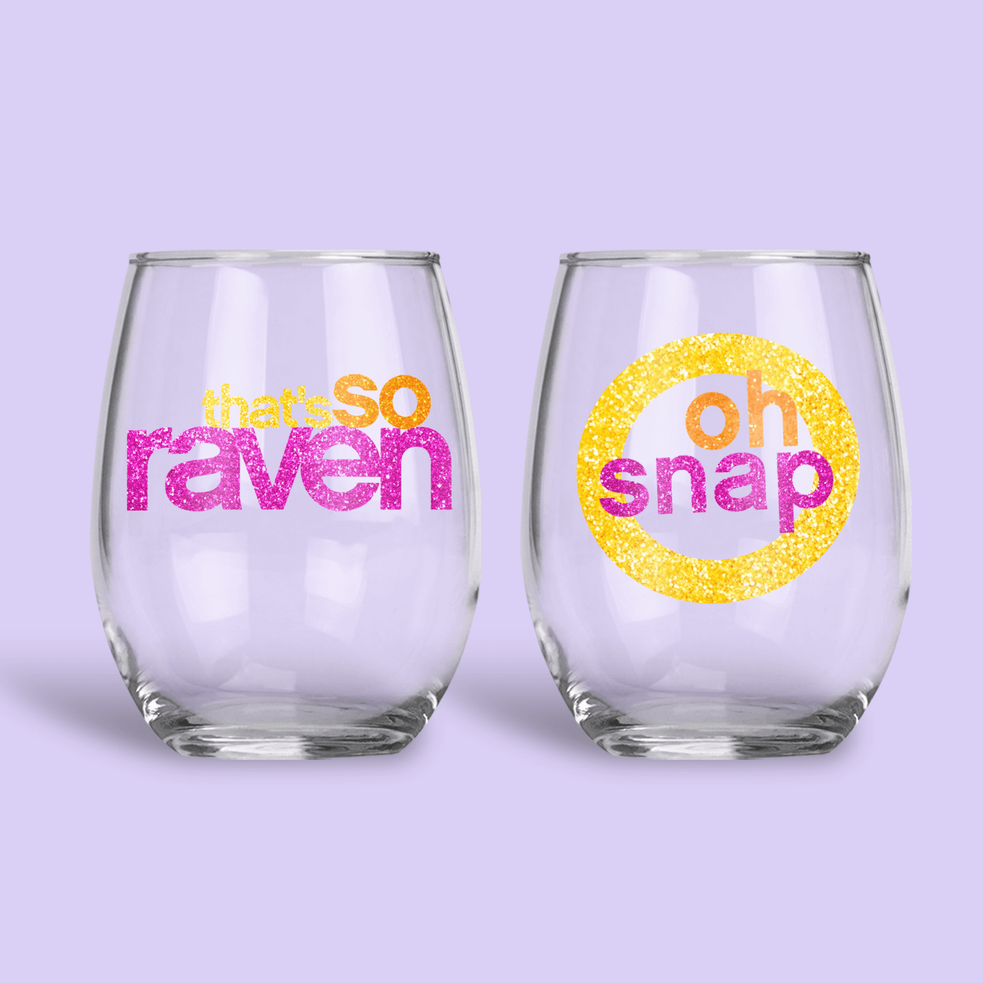 That's So Raven Personalized Stemless Wine Glass - Two Crafty Gays