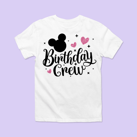 Disney "Birthday Crew" Shirt - Minnie Pink - Two Crafty Gays